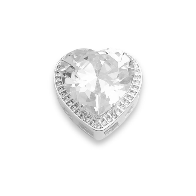 Pingente Cravejado com Coração de Zircônia Cristal
