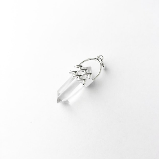Pingente Cristal Quartzo Transparente Signo Aquário