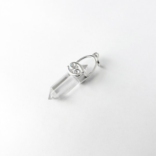 Pingente Cristal Quartzo Transparente Signo Câncer 