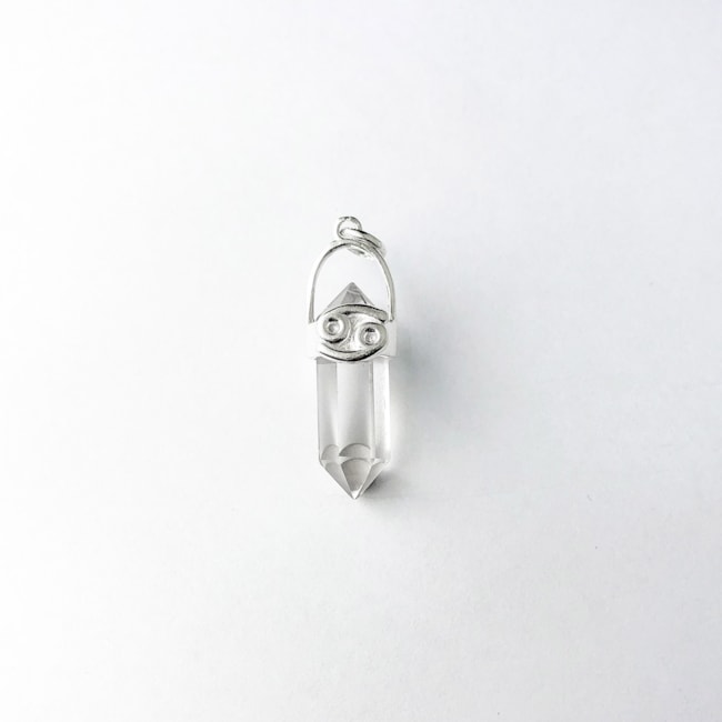 Pingente Cristal Quartzo Transparente Signo Câncer 