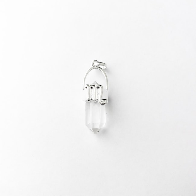 Pingente Cristal Quartzo Transparente Signo Escorpião