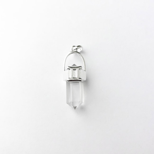 Pingente Cristal Quartzo Transparente Signo Gêmeos 