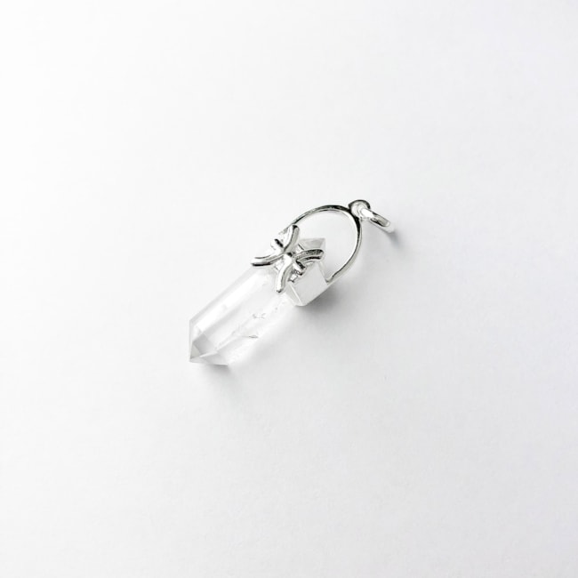 Pingente Cristal Quartzo Transparente Signo Peixes 