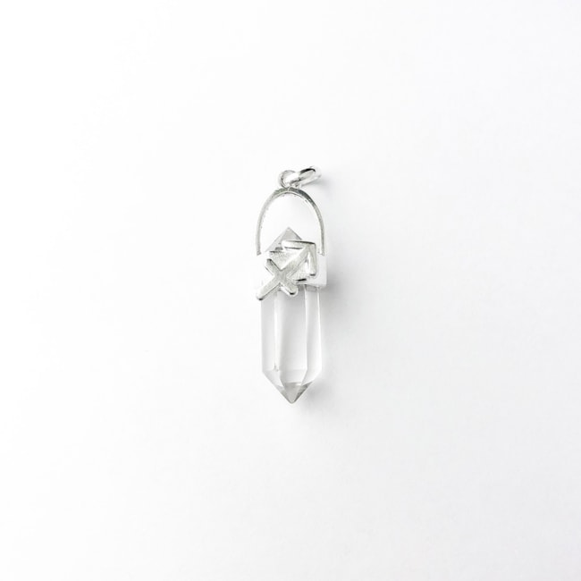 Pingente Cristal Quartzo Transparente Signo Sagitário 