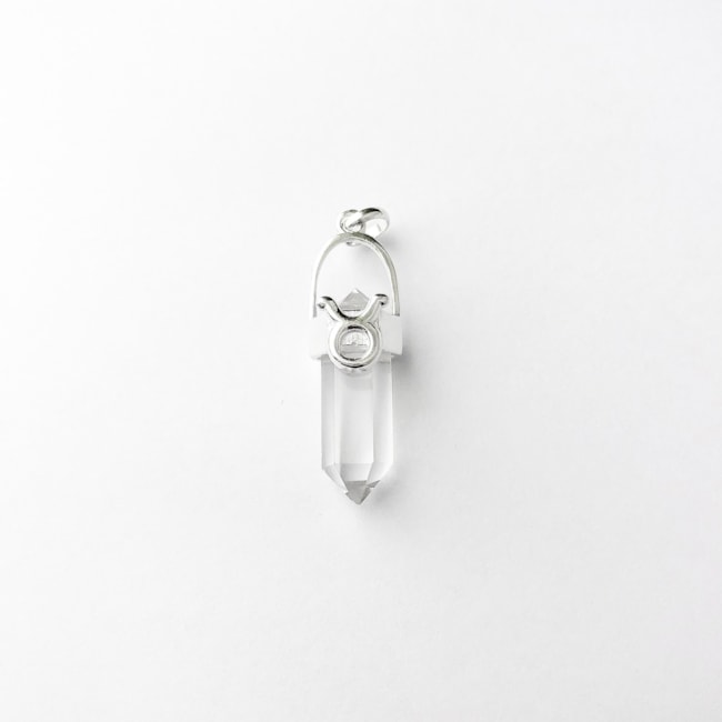 Pingente Cristal Quartzo Transparente Signo Touro