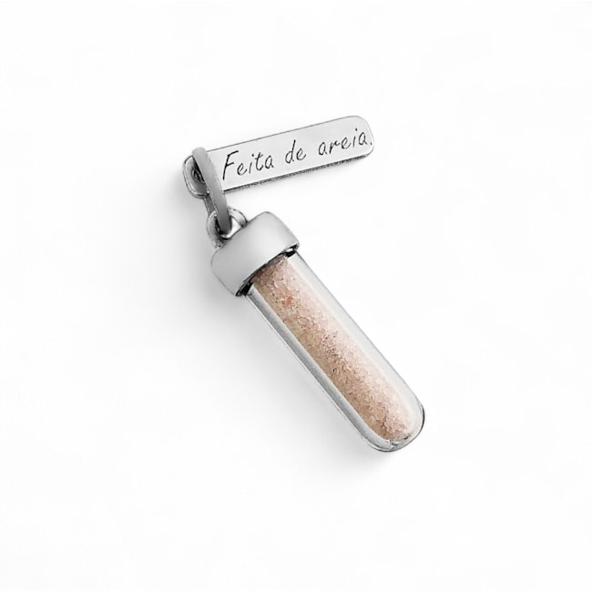 Pingente de Cápsula com Areia e Plaquinha Feita de Areia