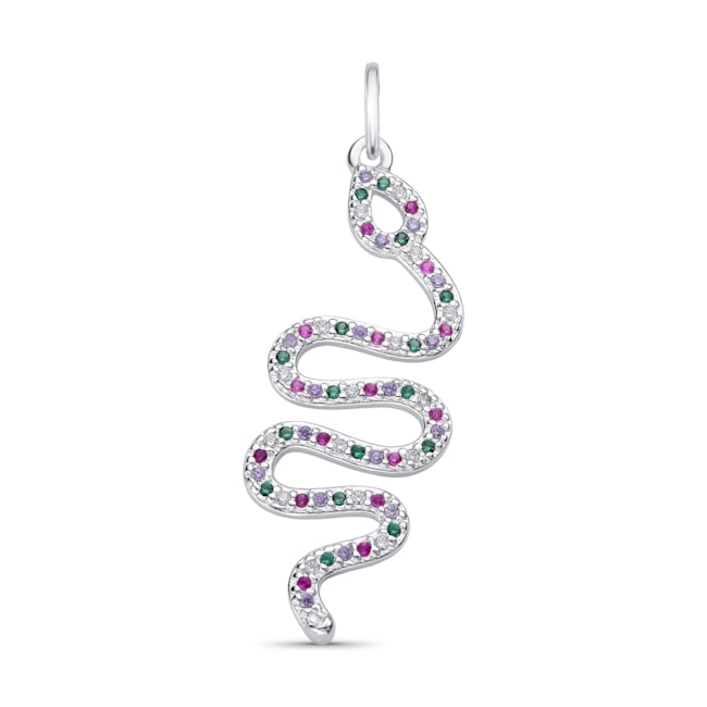 Pingente de Cobra com Zircônias Coloridas Cravejadas