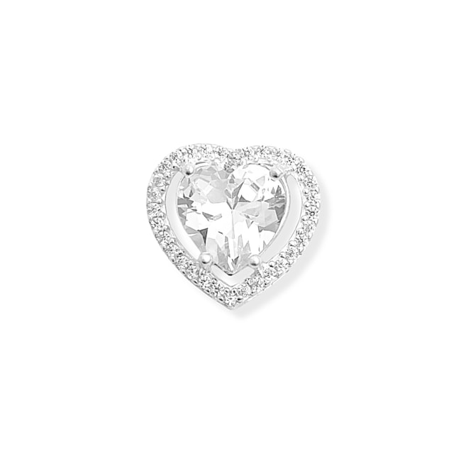 Pingente de Coração Cravejado com Zircônias Cristal com Passador Invisível