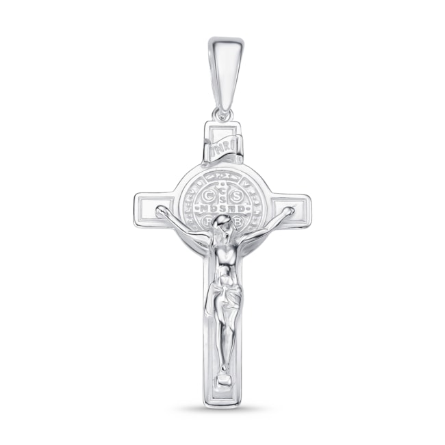 Pingente de Crucifixo com Medalha de São Bento