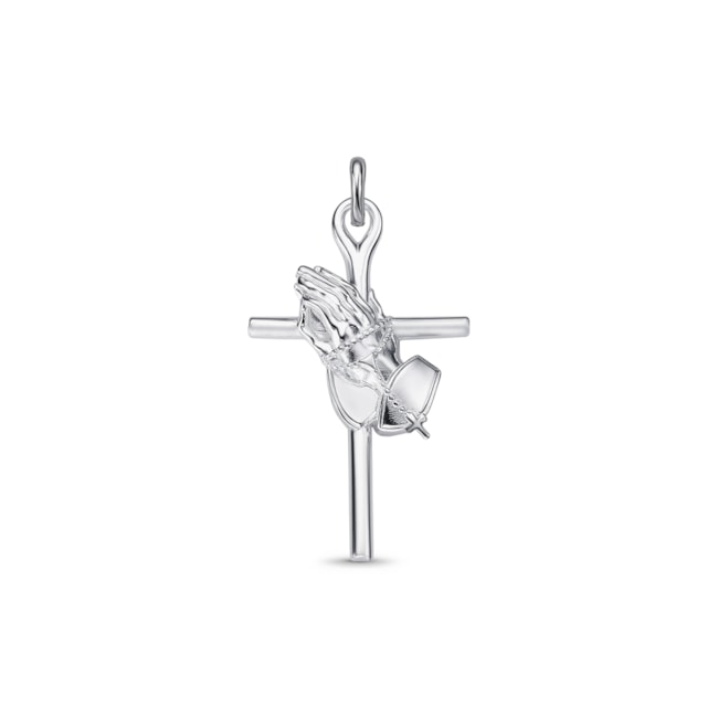 Pingente de Crucifixo Trabalhado com Mão e Terço