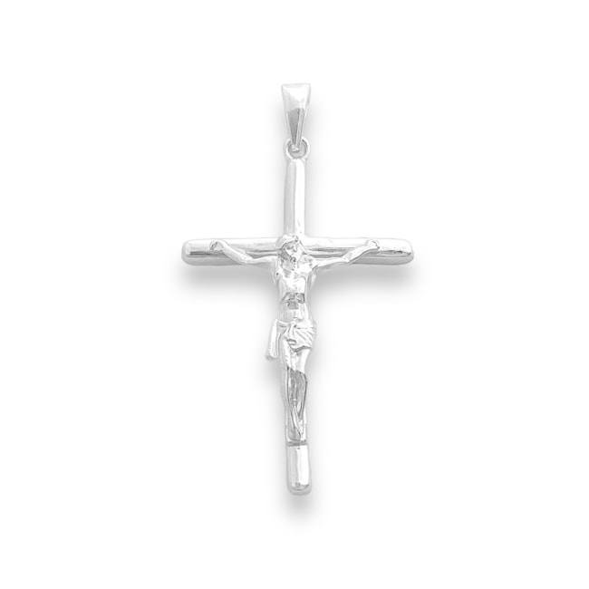 Pingente de Cruz Abaulado com Cristo em Alto Relevo