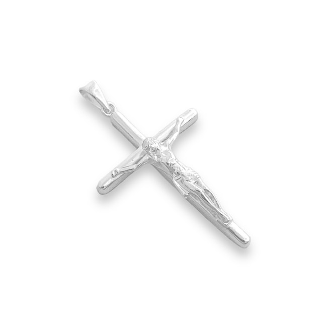 Pingente de Cruz Abaulado com Cristo em Alto Relevo