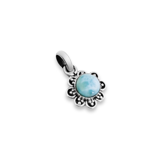 Pingente de Flor com Pedra Larimar 