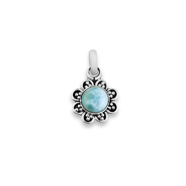 Pingente de Flor com Pedra Larimar 