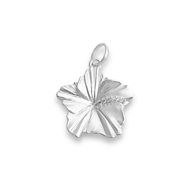 Pingente de Flor de Hibísco com Zircônias