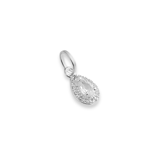Pingente de Gota Cravejado de Zircônia Cristal