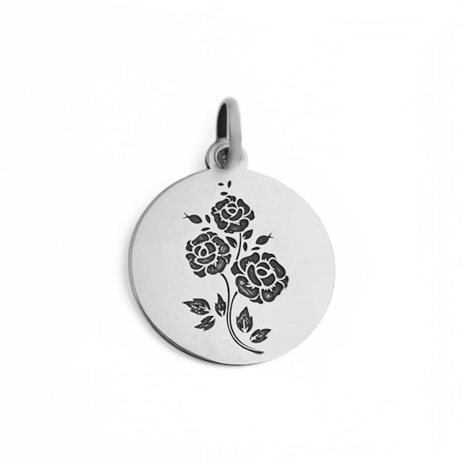 Pingente de Medalha com Rosas