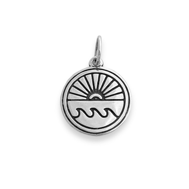 Pingente de Medalha com Sol e Ondas