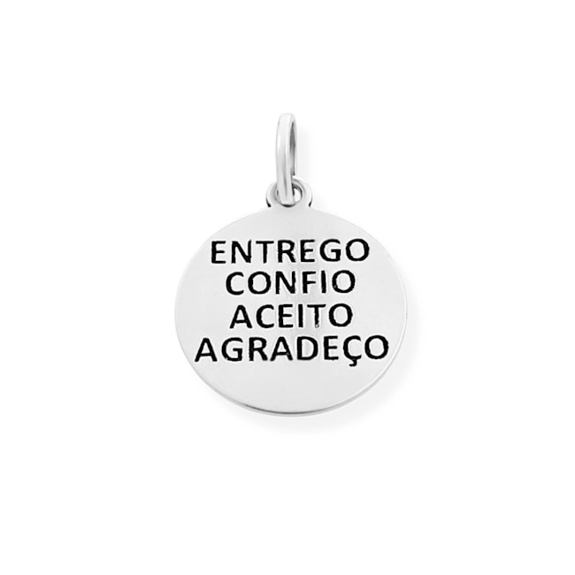 Pingente de Medalha "ENTREGO, CONFIO, ACEITO, AGRADEÇO"