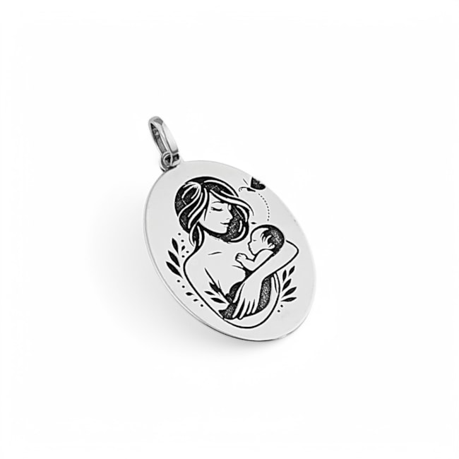 Pingente de Medalha Mãe e filho 