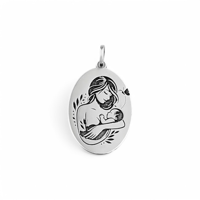 Pingente de Medalha Mãe e filho 