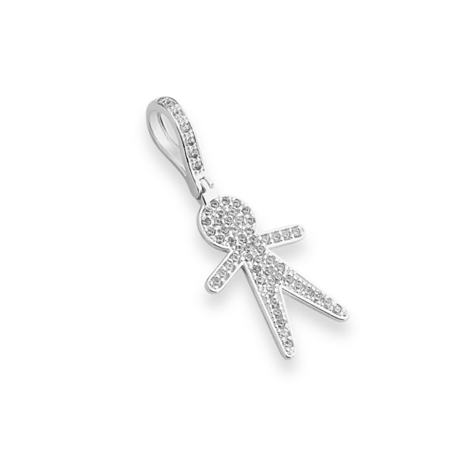 Pingente de Menino Cravejado de Zircônia Cristal