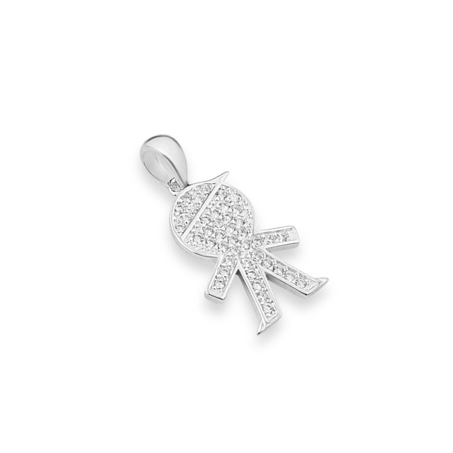 Pingente de Menino Cravejado de Zircônias 