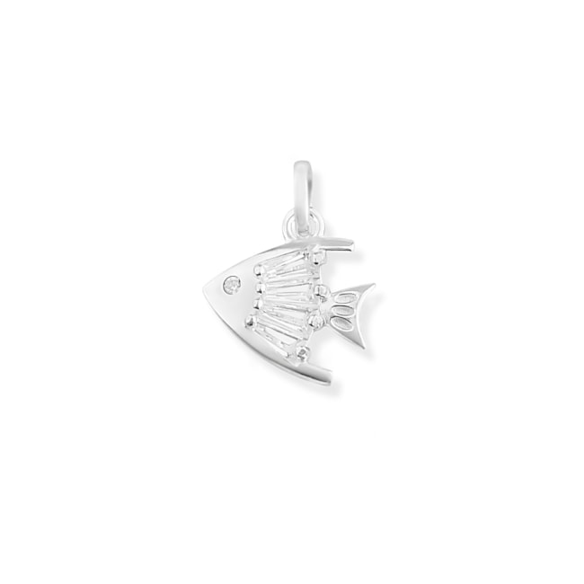 Pingente de Peixe com Zircônia Cristal
