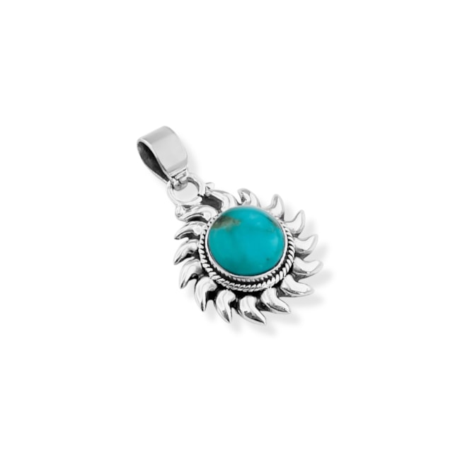 Pingente de Sol com Pedra Turquesa 