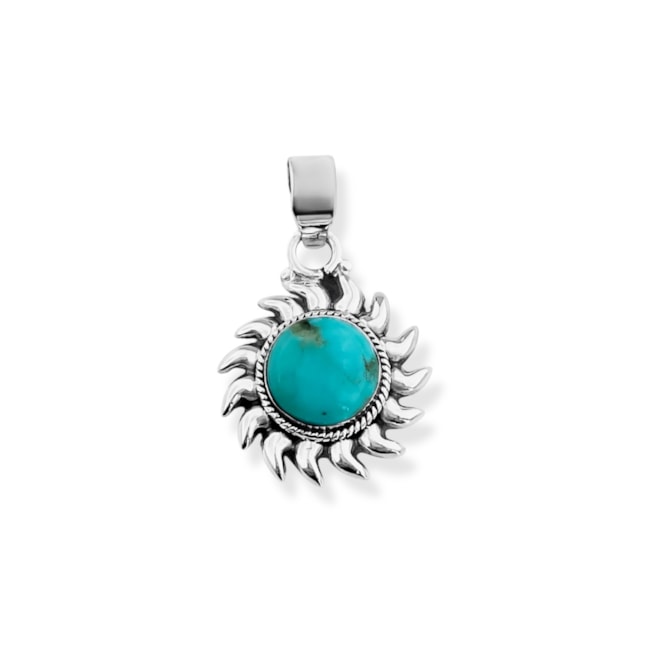 Pingente de Sol com Pedra Turquesa 