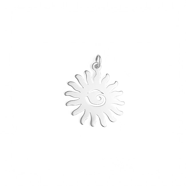 Pingente de Sol Liso com Espiral Vazada no Centro 