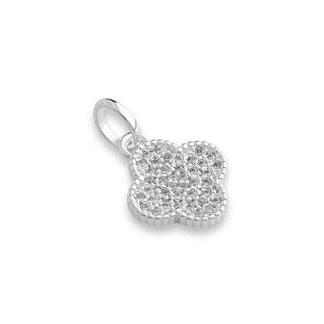 Pingente de Trevo Cravejado com Zircônias 