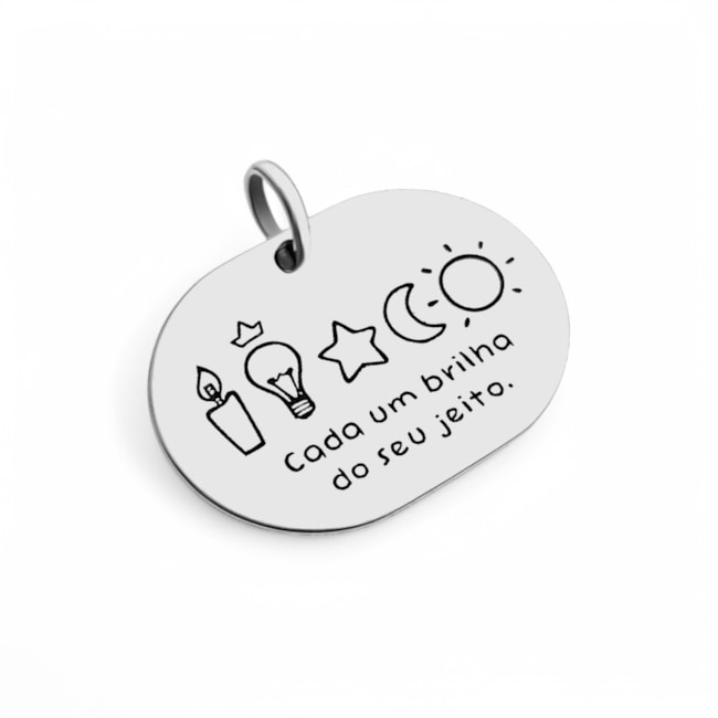 Pingente Detalhado com Frase "Cada um brilha do seu jeito"