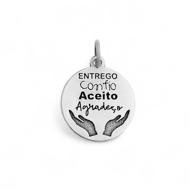 Pingente "Entrego, Confio, Aceito, Agradeço"
