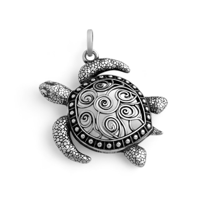Pingente Envelhecido De Tartaruga com Casco Trabalhado