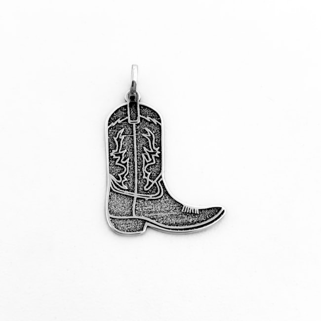 Pingente Envelhecido Laser de Bota Texana 