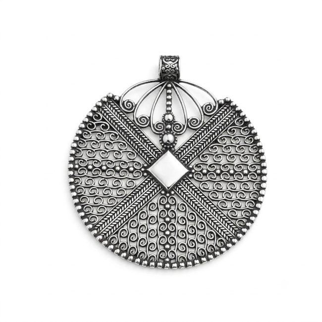 PINGENTE ENVELHECIDO MANDALA BOHO COM ARABESCOS VAZADO