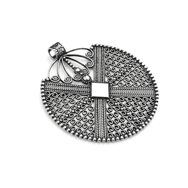 PINGENTE ENVELHECIDO MANDALA BOHO COM ARABESCOS VAZADO