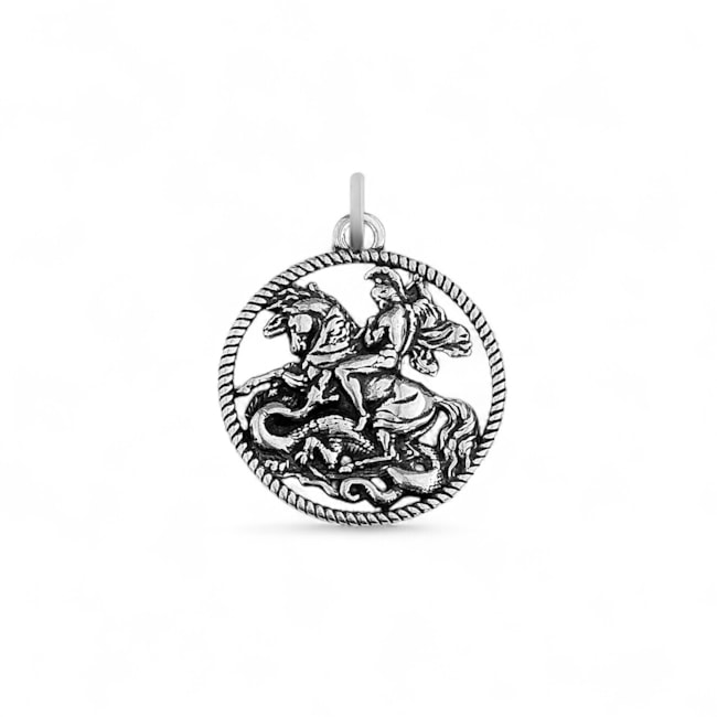 Pingente Envelhecido Medalha de São Jorge
