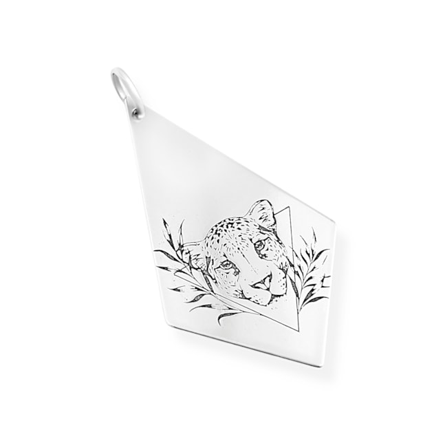 Pingente Geométrico com Onça e Galho 