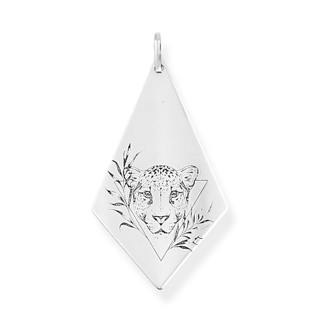 Pingente Geométrico com Onça e Galho 