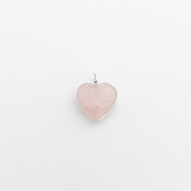 Pingente Grande de Coração com Quartzo Rosa