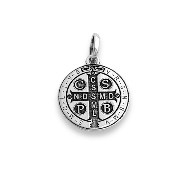 Pingente Laser Medalha de São Bento Envelhecido
