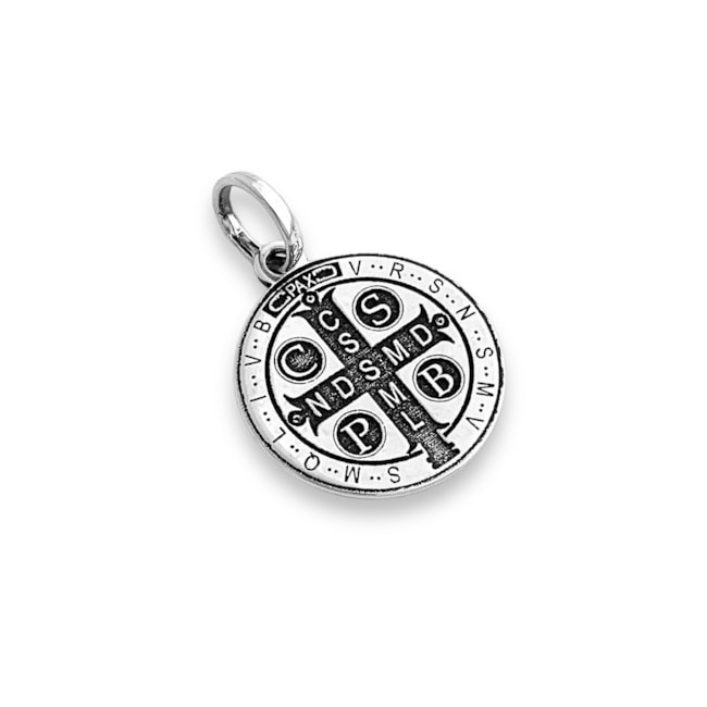Pingente Laser Medalha de São Bento Envelhecido