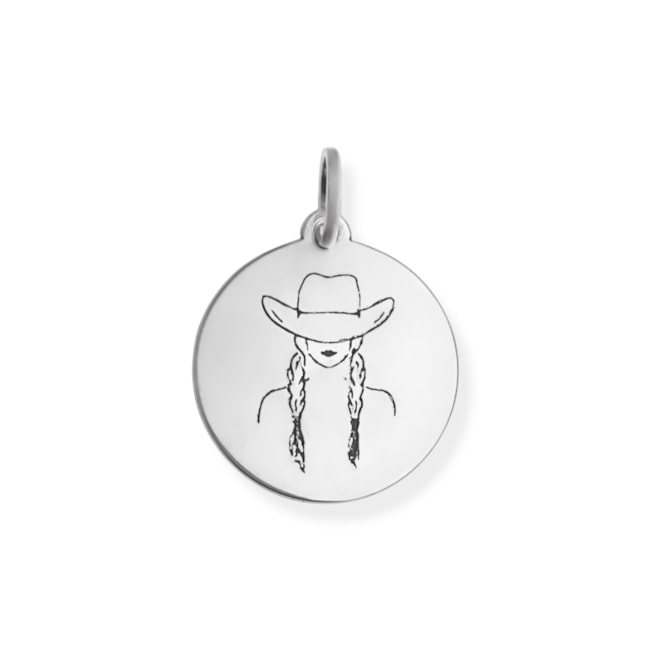 Pingente Medalha de Mulher com Chapéu