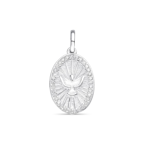 Produto Pingente Medalha do Espírito Santo Cravejada com Zircônias