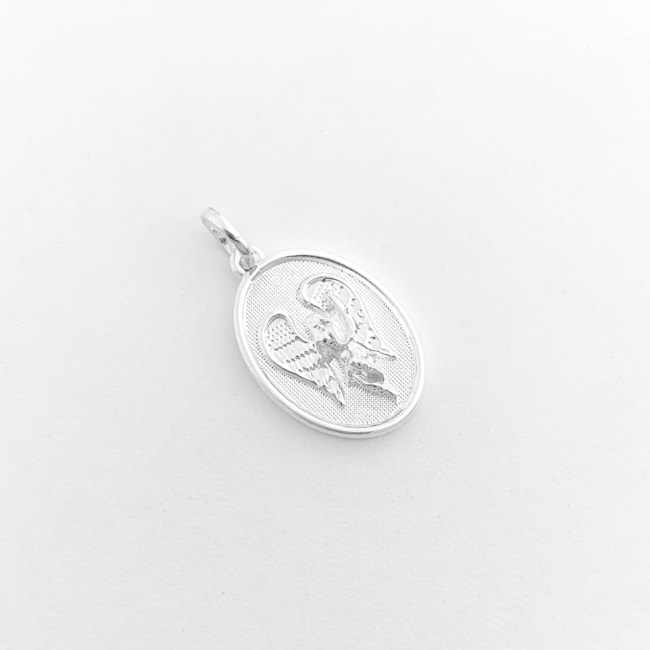 Pingente Medalha Oval com Arcanjo Rafael em Alto Relevo 
