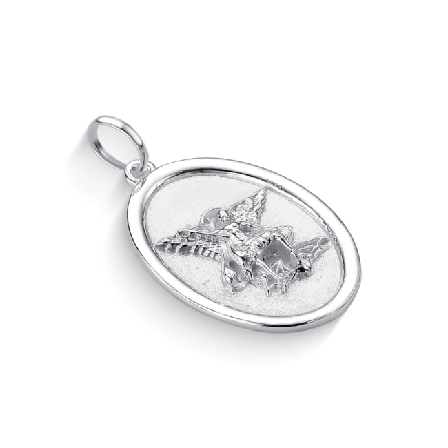 Pingente Medalha Oval São Miguel Arcanjo em Alto Relevo