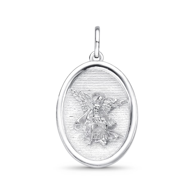 Pingente Medalha Oval São Miguel Arcanjo em Alto Relevo
