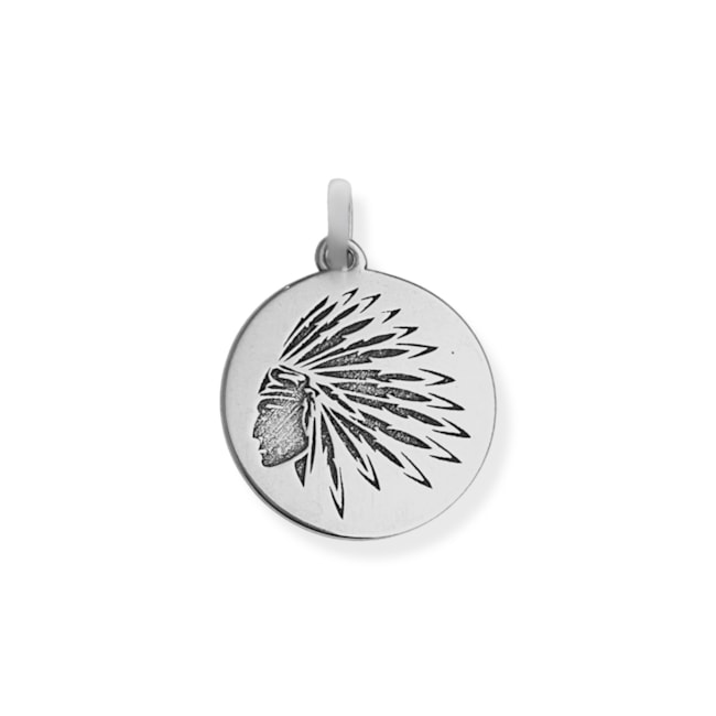 Pingente Medalha Pequena com Índio